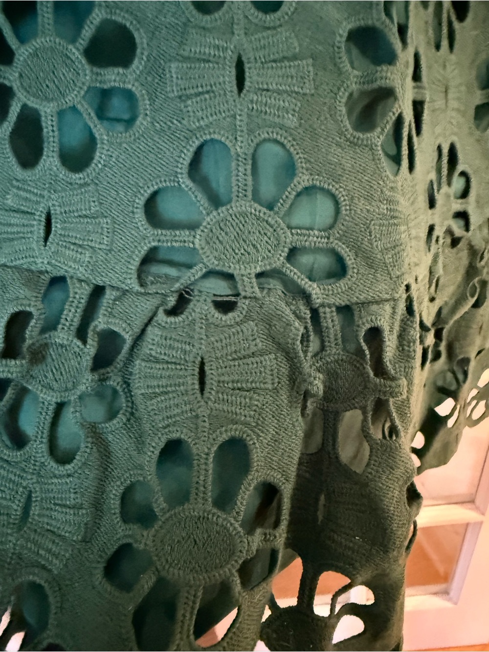 Dark Green Eyelet Floral A-Line Dress NWT Size S - Picture 5 of 8